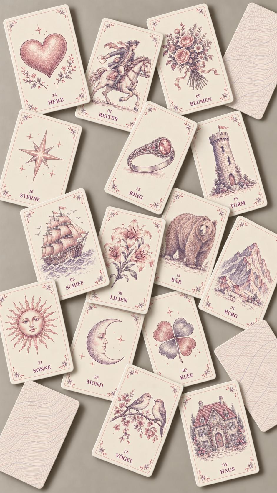Flieder & Altrosa – Lenormand mit 36 Karten – Produktansicht 2