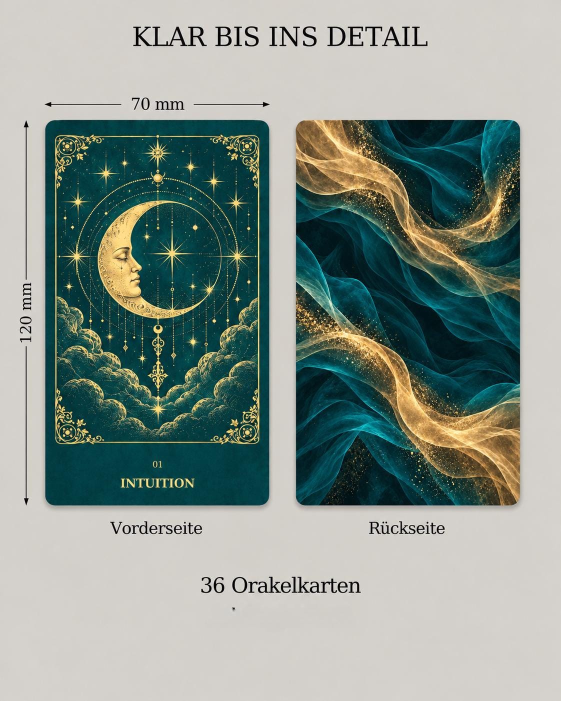 Petrol & Gold – 36 Orakelkarten mit Begleitheft – Produktansicht 7