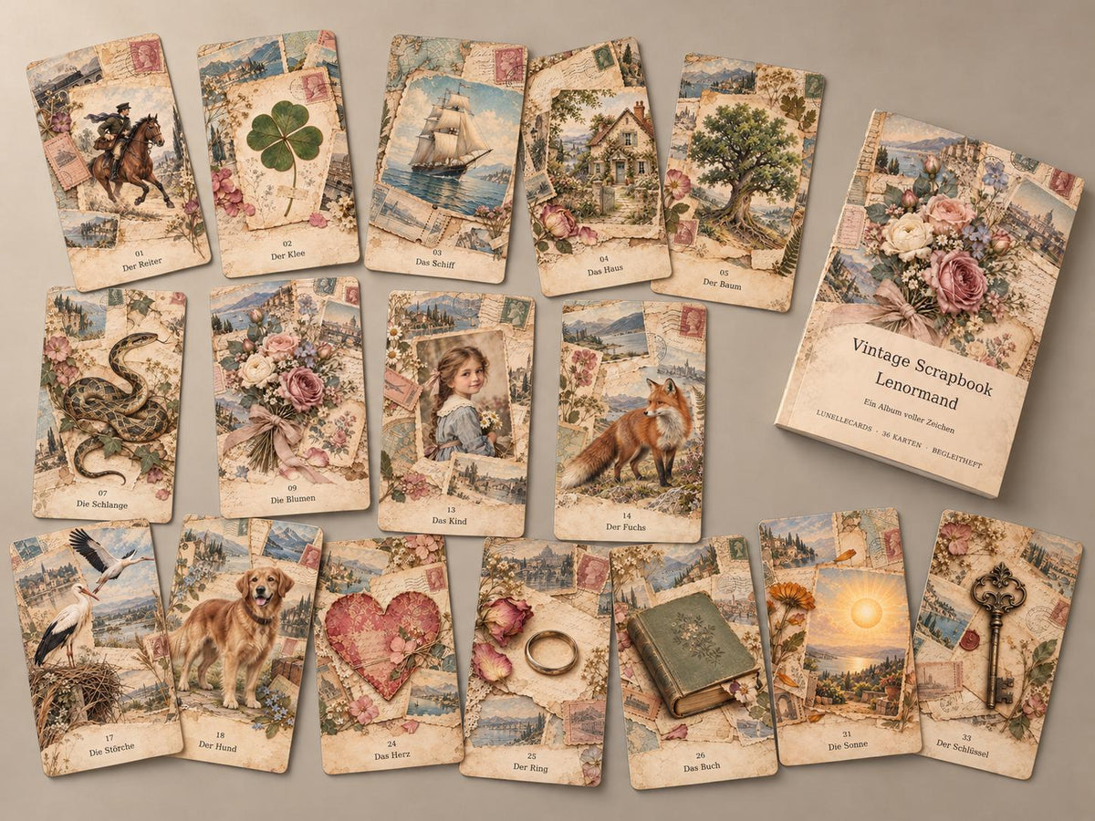 Vintage Scrapbook – Lenormand mit 36 Karten – Produktansicht 4