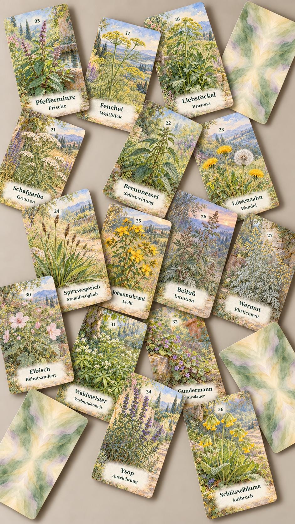Kräuterflüstern – 36 botanische Orakelkarten – Produktansicht 1