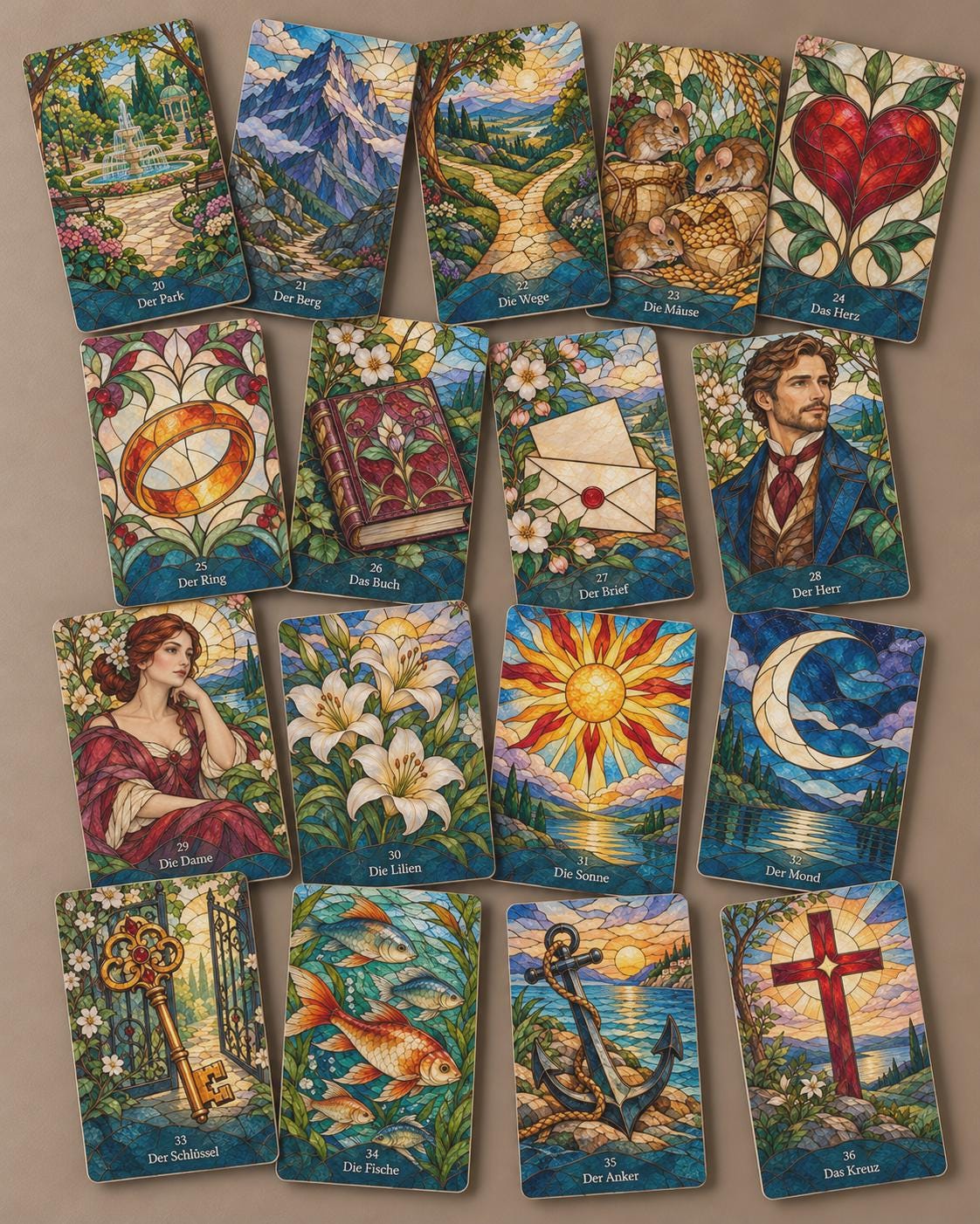 Lichtfenster – Lenormand im Glasmalerei-Stil – Produktansicht 1