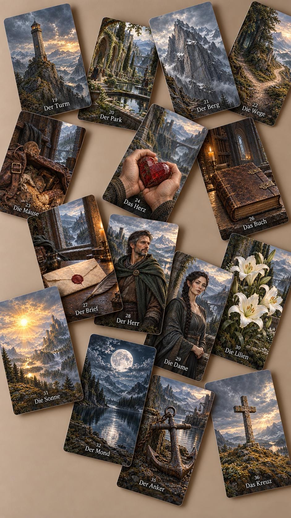 Die Schattenlande – Fantasy-Lenormand – Produktansicht 1