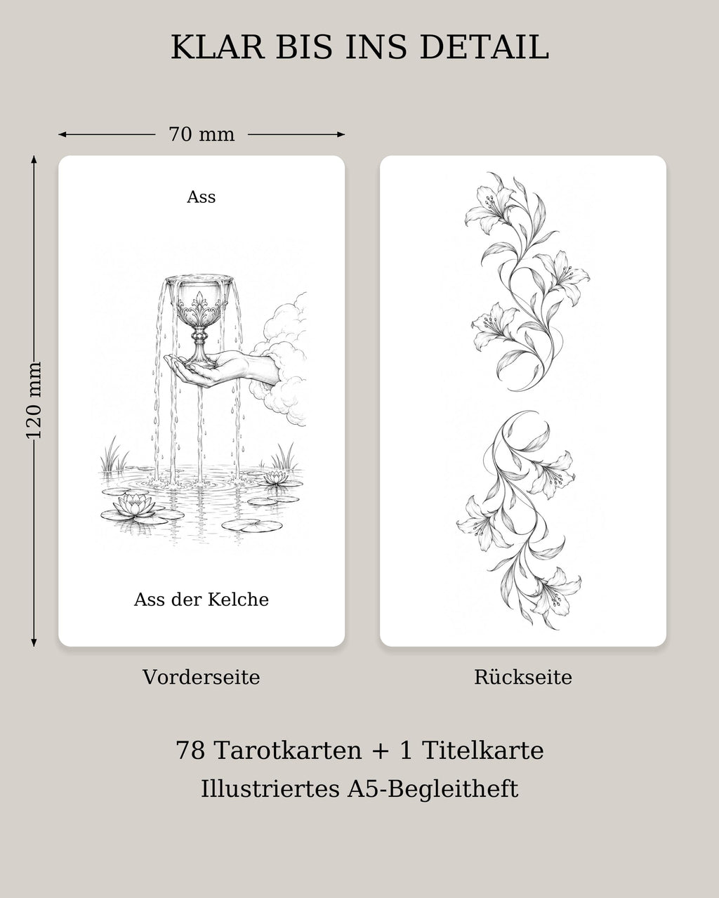 Klare Zeichen – Schwarz-Weiß-Tarot mit 78 Karten – Produktansicht 5