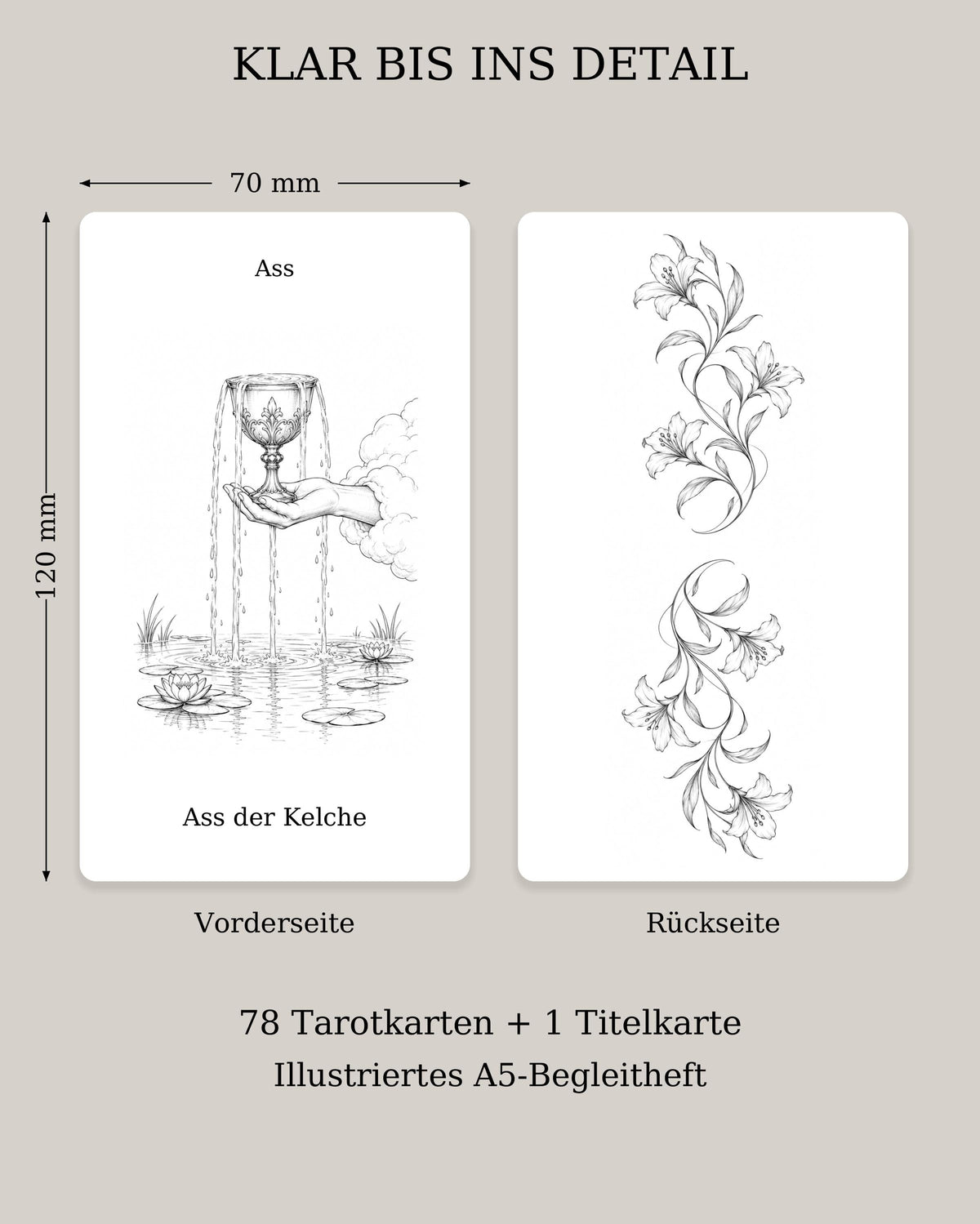 Klare Zeichen – Schwarz-Weiß-Tarot mit 78 Karten – Produktansicht 5