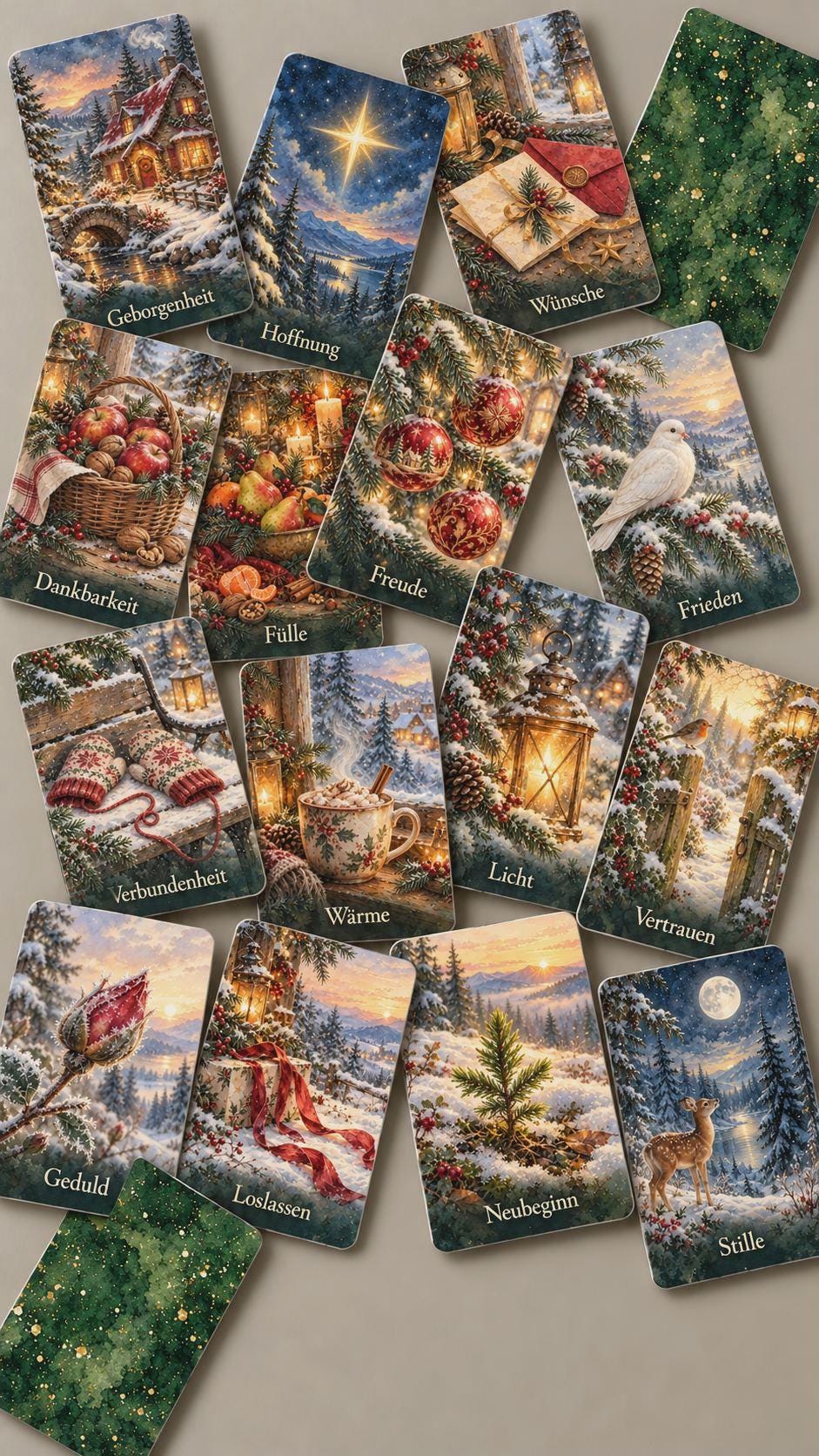 Weihnachtsorakel – 36 Aquarellkarten mit Handbuch – Produktansicht 1