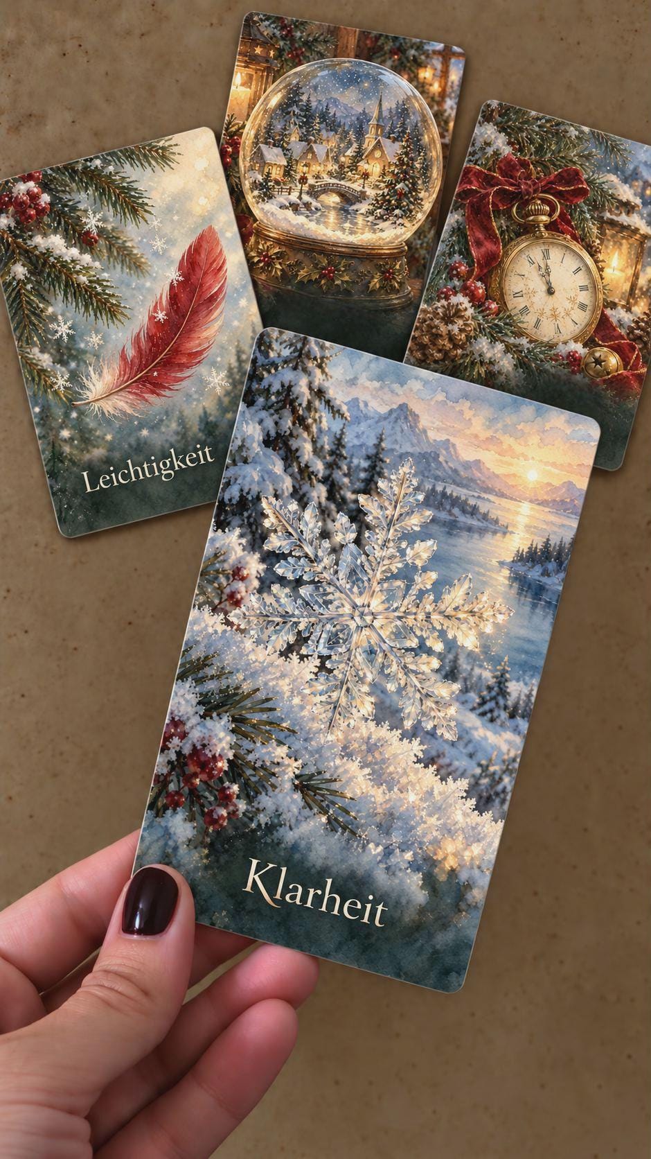 Weihnachtsorakel – 36 Aquarellkarten mit Handbuch – Produktansicht 3