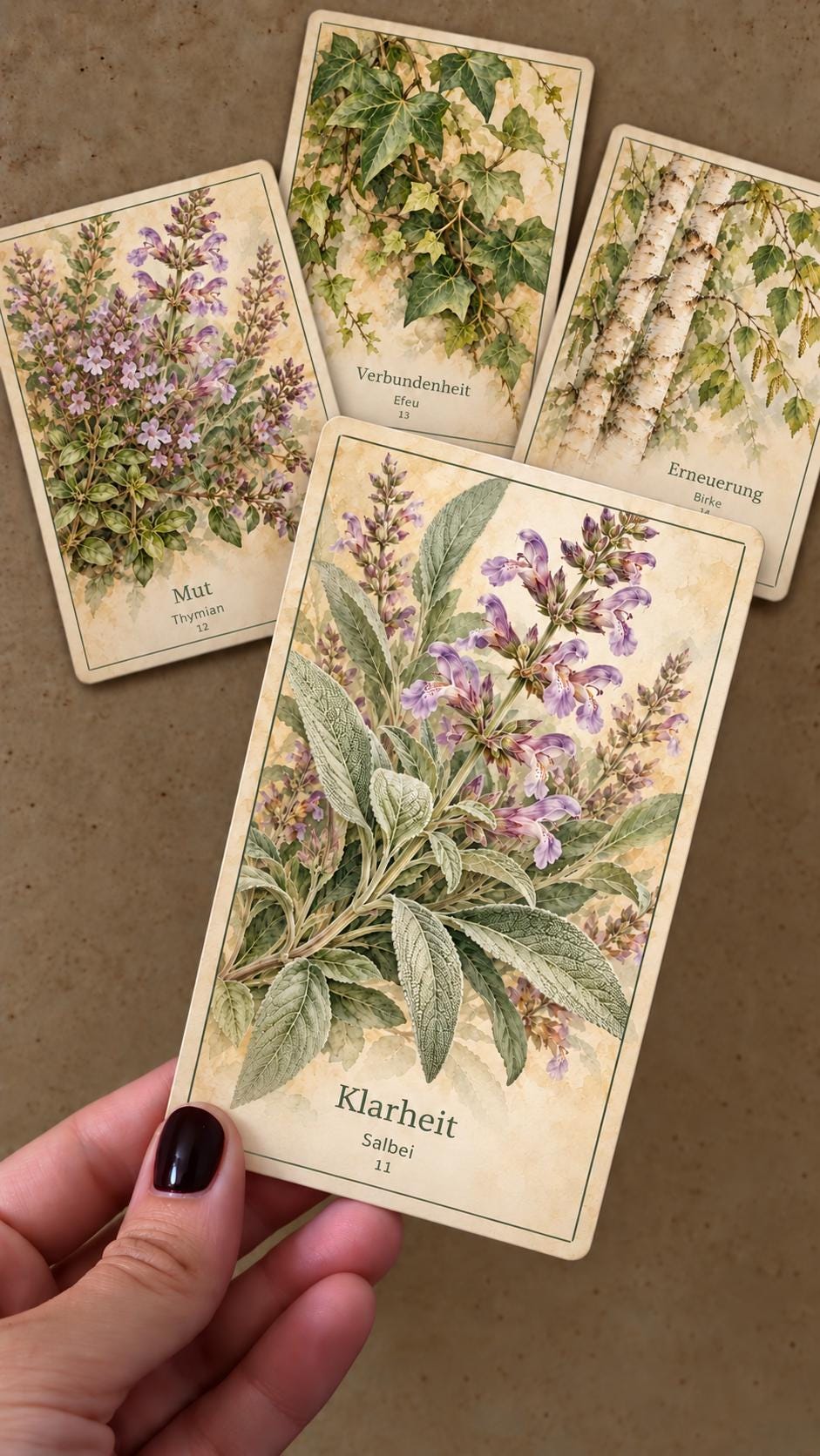 Botanisches Orakel von LunelleCards mit Blumen- und Pflanzenmotiven
