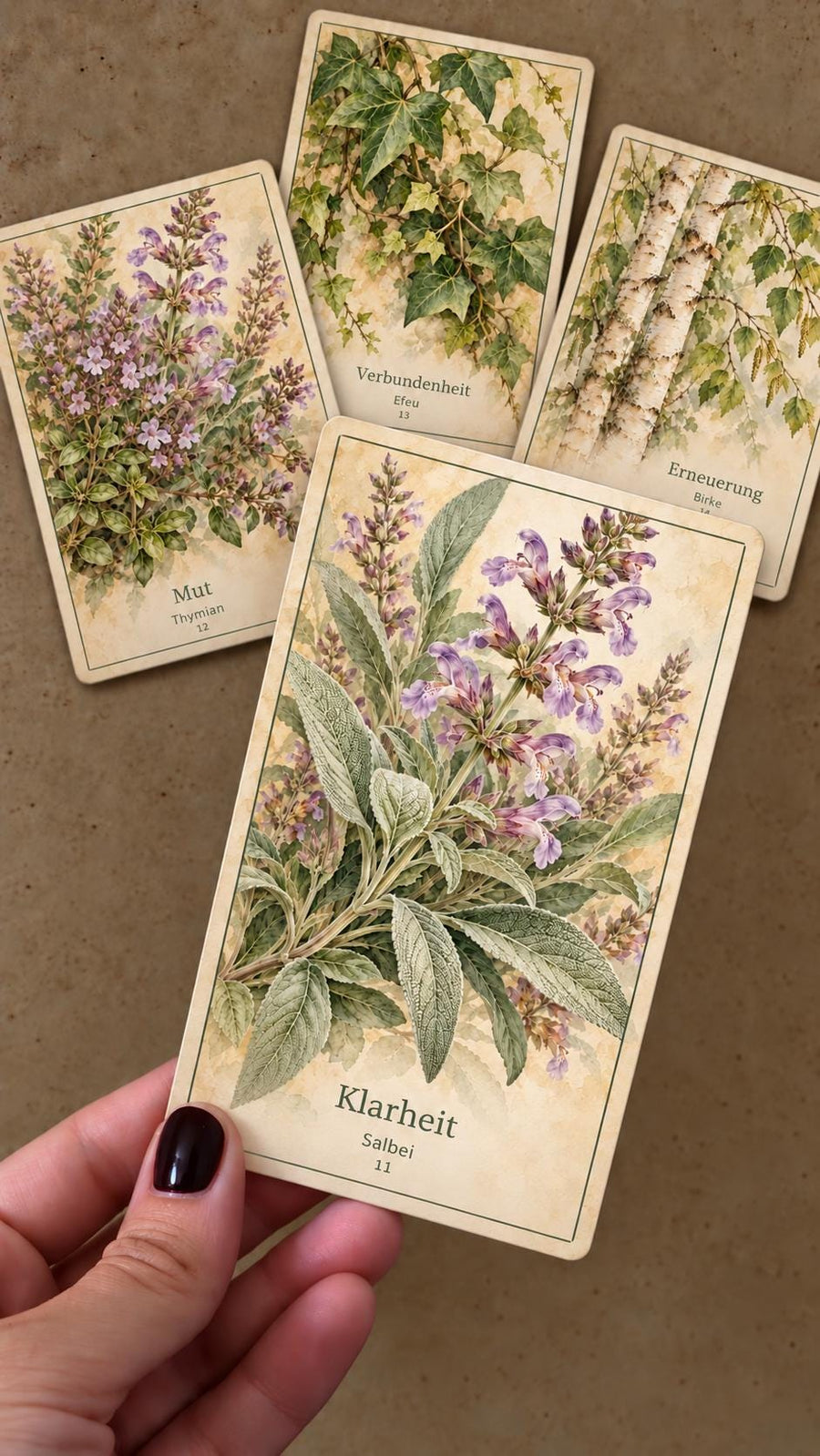 Botanisches Orakel von LunelleCards mit Blumen- und Pflanzenmotiven